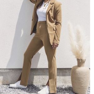 Danielle Bernstein Front Slit Trouser Pants